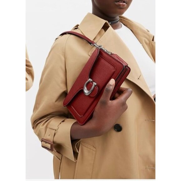 NEW! Coach Red Pebbled Leather Tabby 20 - Picture 4 of 6